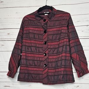 Caribe Burgundy/Red Stripe Button Front Jacket